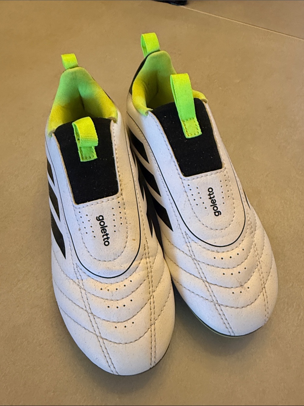 Adidas Kids Goletto White and Black Cleats - soccer or baseball